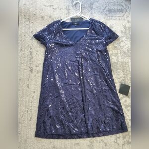 Lulu's Navy Sequin Short Sleeve Dress